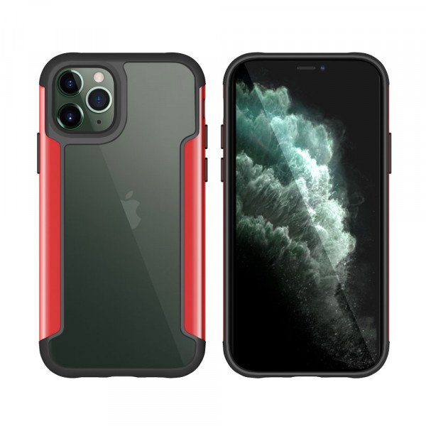 Wholesale iPhone 11 Pro Max (6.5in) Clear IronMan Armor Hybrid Case (Red)